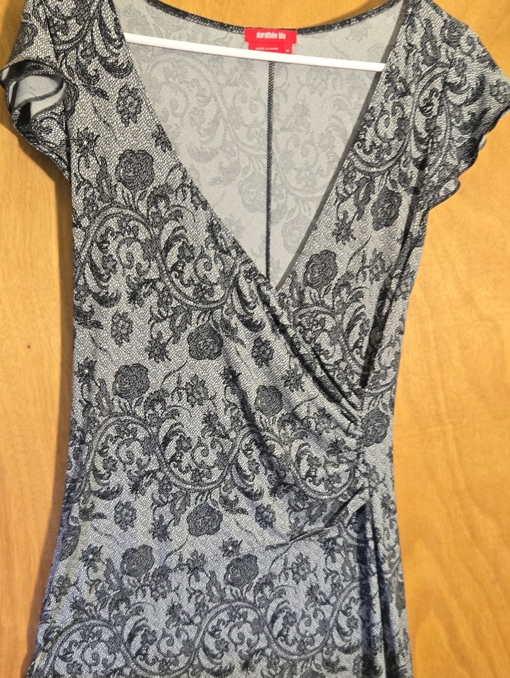 Dorothy Perkins Black and Gray Floral Wrap Dress